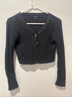 art class Black Ribbed Cropped Cardigan Jacket